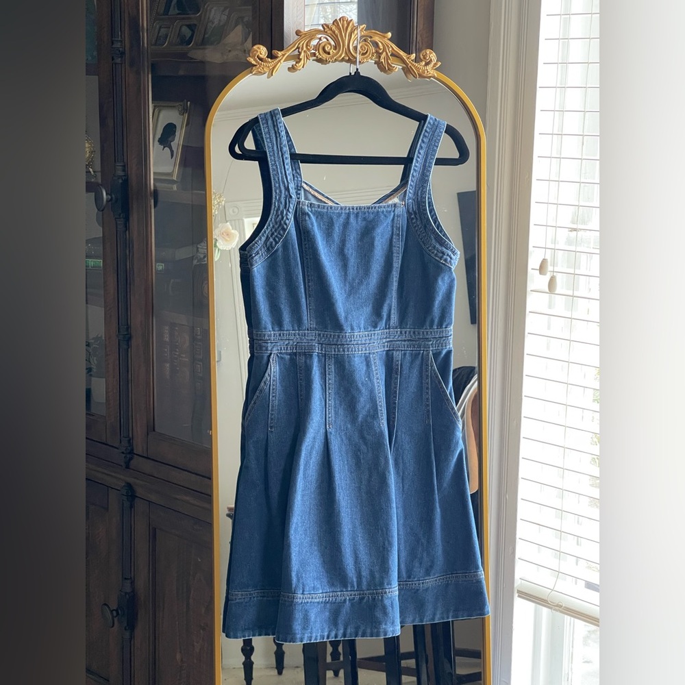 Joie Blue Denim Square Neck Sleeveless Mini Dress